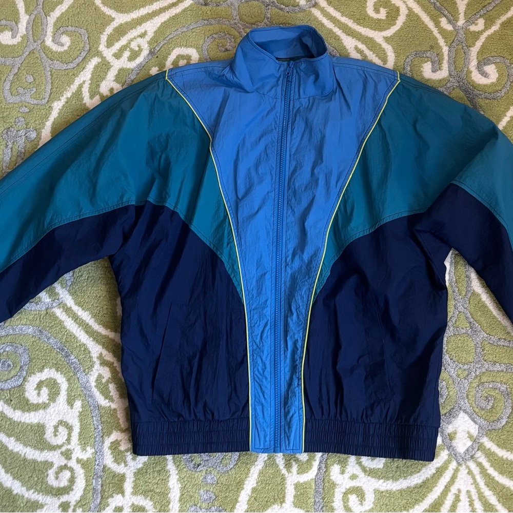 Retro Blue and Teal Windbreaker